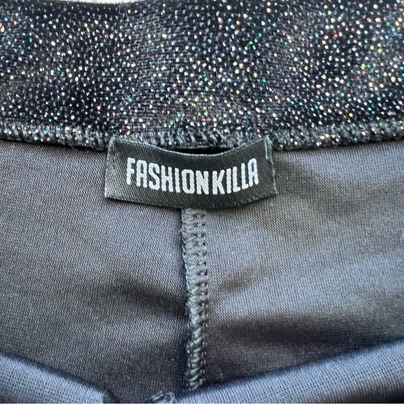 FASHIONKILLA Square Neck Crop Top & Flare Pant Two Piece in Black w/ Glitter - Picture 16 of 16